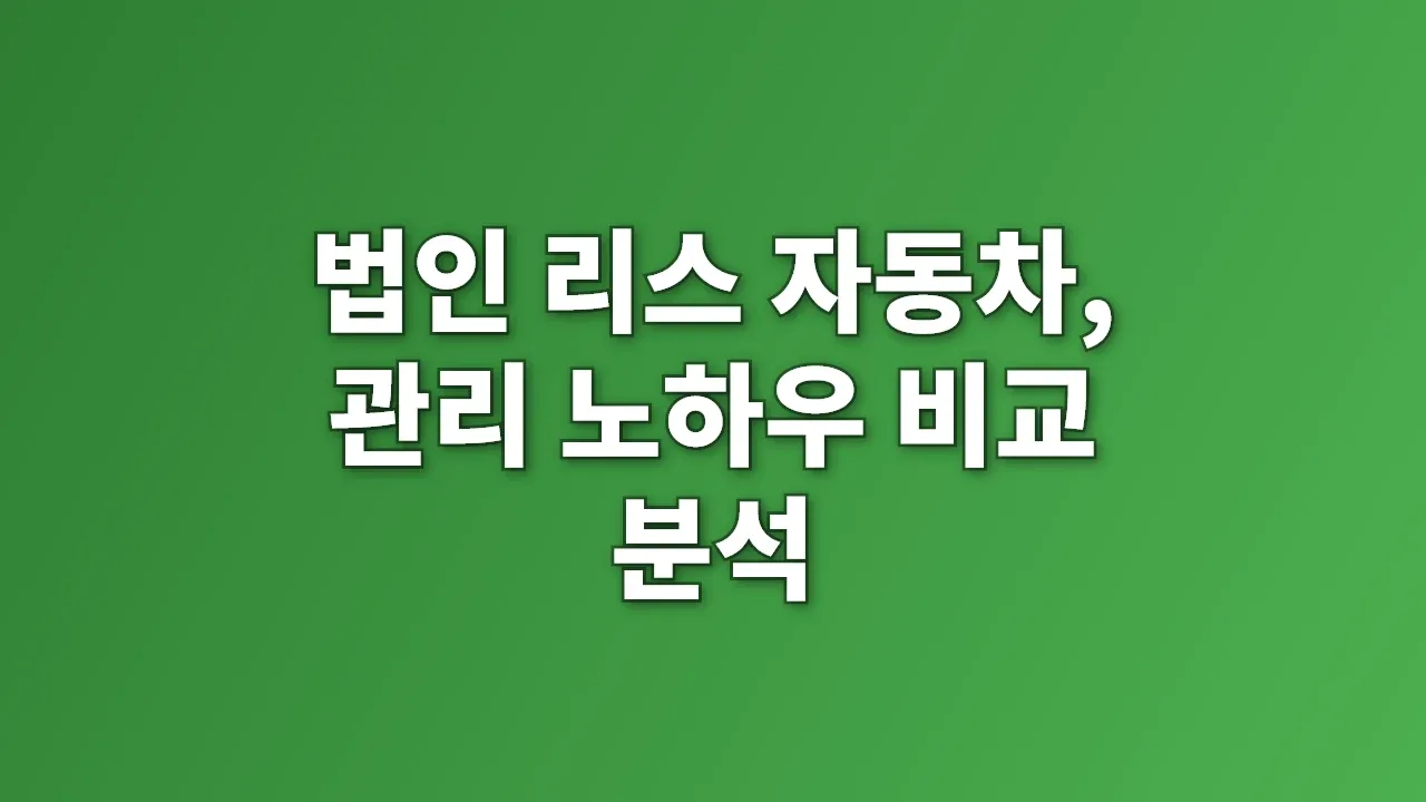 법인 리스 자동차, 관리 노하우 비교 분석